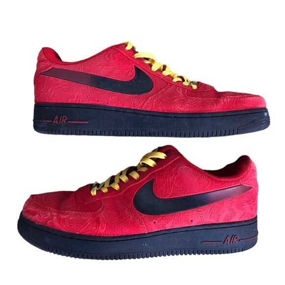 Rare 2014 Nike Air Force 1 Low Red Paisley Size 11 - Picture 1 of 13